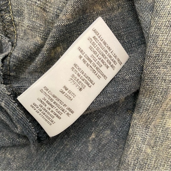 Free People We The Free Army Green Distressed Alex Split Shoulder Tee, Size Med. - Picture 13 of 14